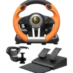 PXN Racing Wheel Game Steering Wheel Dual vibration with Brake Pedal 180 Degree for PS3, PS4, Xbox One, Xbox Series X/S, Nintendo Switch Orange